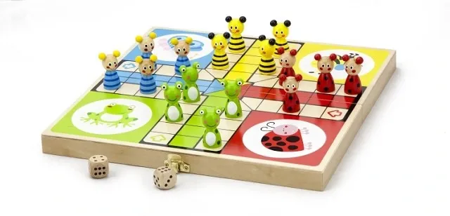 DREWNIANA GRA PLANSZOWA LUDO CHIŃCZYK FIGURKI FAMILIJNA RODZINNA zdjęcie 4