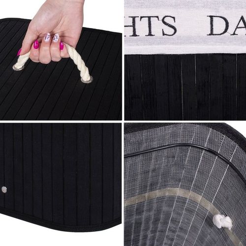 KOSZ BAMBUSOWY NA PRANIE BIELIZNĘ DWUKOMOROWY Z POKRYWĄ POJEMNIK DUŻY 100L na Arena.pl