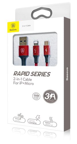 Kabel 2w1 Micro USB + Iphone Ipad Baseus Rapid 3A na Arena.pl