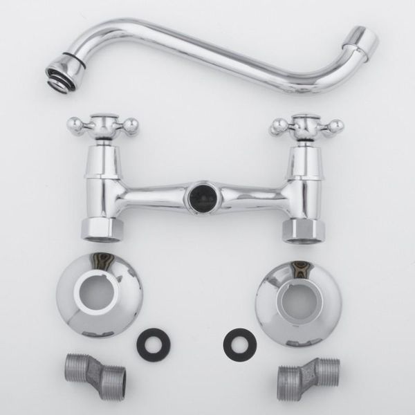 Bateria kuchenna ścienna kran obrotowy retro długa zdjęcie 6