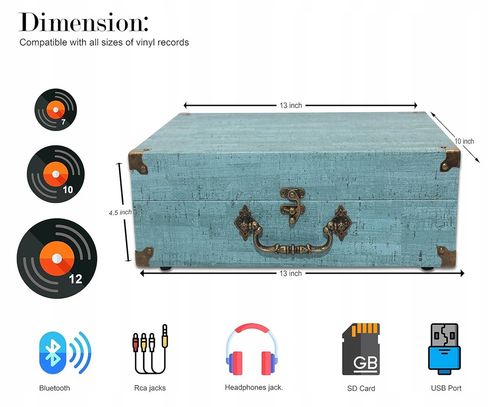 Gramofon walizkowy MERSOCO M433 odtwarzacz BLUTOOTH USB SD na Arena.pl