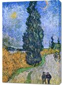 Obraz 70x100cm  Droga z Cyprysem i Gwiazdą, Van Gogh Vintage