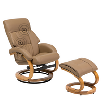 Fotel do masażu podgrzewany z podnóżkiem ekoskóra beżowy FORCE