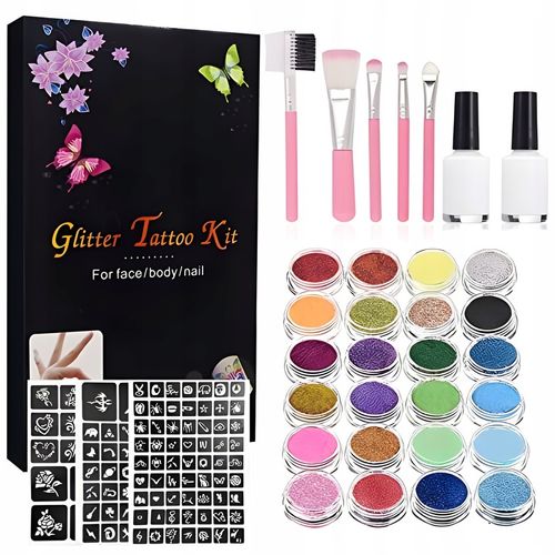 Tatuaże Brokatowe dla Dzieci Zmywalne Zestaw XXL 120 szablonów + GRATIS ! na Arena.pl