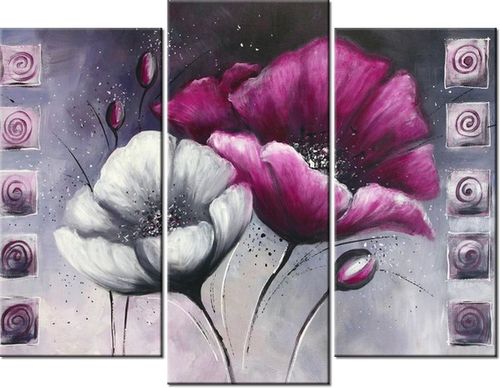 70 90CM OBRAZ 3 ELEM MALOWANE MAKI ŚCIENNY DRUK PŁÓTNO na Arena.pl