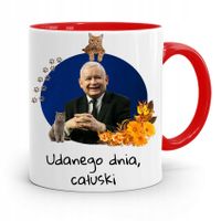 Kubek Czerwony Śmieszny Pis Jarosław Kaczyński Z Nadrukiem Ze Zdjęciem