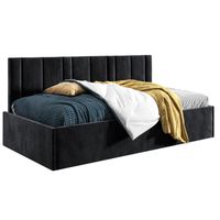 Łóżko młodzieżowe Tapczan 100x200 Comfort Prato Czarny + POJEMNIK