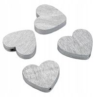 Drewniane koraliki SERCE 21x23mm srebrny 4szt.