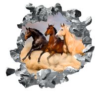 Naklejka samoprzylepna 3D dziura konie mustang HIT