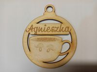Bombka 9 cm ze sklejki "Filiżanka z grawerowanym imieniem"