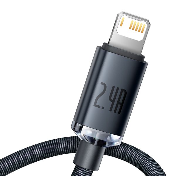 kabel usb do lightning baseus crystal shine, 2.4a, 1.2m (czarny) zdjęcie 2