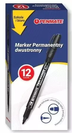 Marker dwustronny czarny (12szt) PENMATE zdjęcie 1