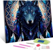Obraz diamentowy 5D Niebieski Wilk Indyjski haft diamentowy 30x40 cm
