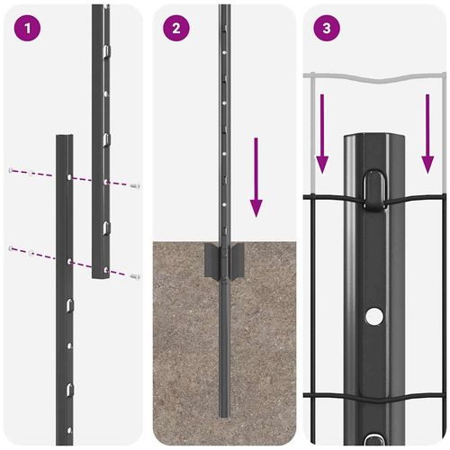 Ogrodzenie z słupkami Szary 1.2 x 10 m Stal na Arena.pl