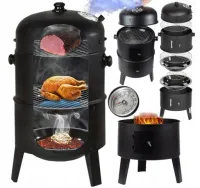 GRILL WĘDZARNIA STALOWA WĘGLOWY OGRODOWY PALENISKO WĘDZOK 3w1