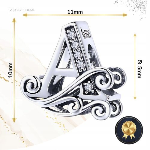CHARMS LITERKA A srebro 925 srebrna litera koralik zawieszka charms pr S925 na Arena.pl