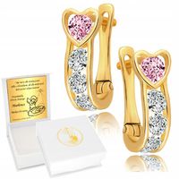 Złote Kolczyki 333 Cyrkonie Serce Chrzest Komunia Urodziny Grawer