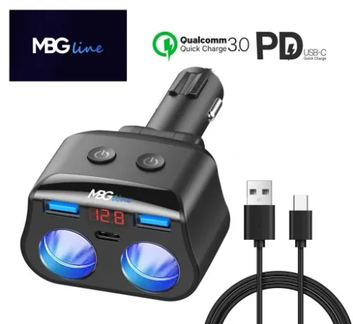 ROZDZIELACZ GNIAZDA ZAPALNICZKI 12-24V 3xUSB QC PD na Arena.pl