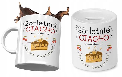 25 Urodziny Zestaw Kubek + Skarbonka Na Prezent Z Nadrukiem Ze Zdjęciem na Arena.pl