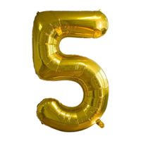 Foliowy Balon Cyfra 5 Urodziny Rocznica Złoty 80 cm