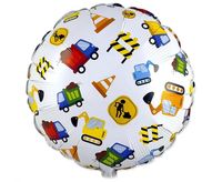 Balon foliowy Plac Budowy Pojazdy Budowlane, 45 cm (luz)
