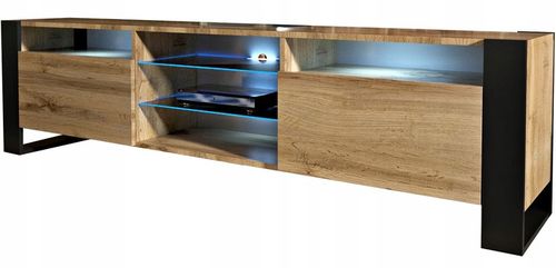 Szafka RTV pod telewizor LOFT 200 200cm loftowa dąb wotan LED na Arena.pl