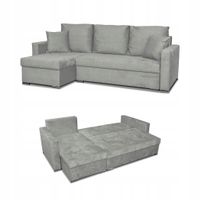 Narożnik Bella rozkładany funkcją spania rogówka Family Meble szary welur