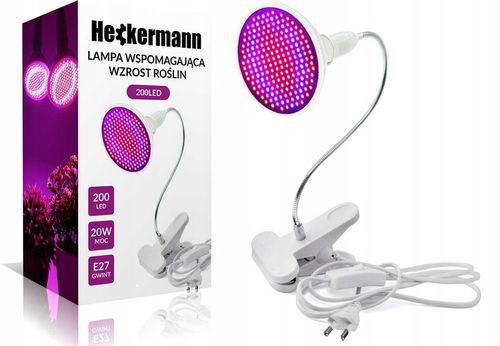 LAMPA Z ŻARÓWKA E27 DO WZROSTU UPRAWY ROŚLIN PANEL FULL SPECTRUM 20W 200LED na Arena.pl