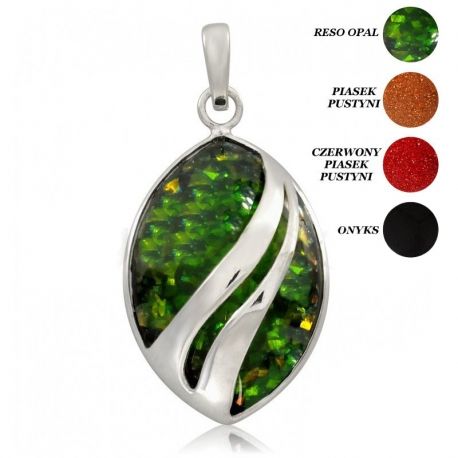 SREBRNY WISIOREK PIASEK PUSTYNI OPAL ONYKS PRÓBA SREBRA 925 zdjęcie 1