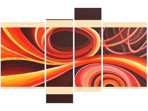 130CM 85 OBRAZ 4 ELEM POMARAŃCZOWY WIR ŚCIENNY na Arena.pl