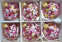 Bombki choinkowe szklane ręcznie malowane, bańki świąteczne, 6 cm, 6 sztuk