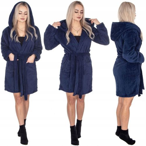 SZLAFROK DAMSKI CIEPŁY Z KAPTUREM R.S/M WIĄZANY W TALII GRUBY DŁUGI MIĘKKI na Arena.pl