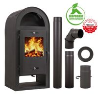 PIEC KOZA KOMINEK WOLNOSTOJĄCY STALOWY HADES + AKCESORIA KOMINKOWE ZESTAW