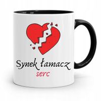 Kubek Czarny Prezent Dla Syna Synek Łamacz Serc Z Nadrukiem Ze Zdjęciem