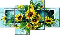 140CM 70 OBRAZ SŁONECZNIKI TURKUSIE ŚCIENNY