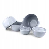 KADAX Zestaw Misek Kuchennych 7El + Durszlak 3L Plastikowe Szare