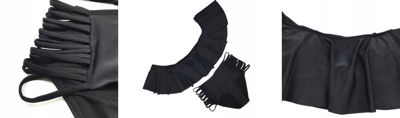 Kostium dwuczęściowy strój kąpielowy bikini na basen wysoki stan falbanka zdjęcie 8