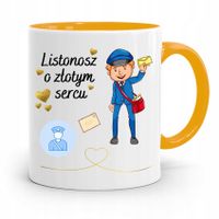 Kubek Żółty Dla Listonosza O Złotym Sercu Prezent Z Nadrukiem Ze Zdjęciem
