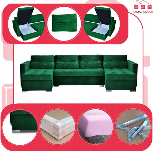 Narożnik Varius BIG rozkładany f spania pojemniki Family meble zieleń na Arena.pl