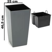 Doniczka wysoka z wkładem połysk antracyt H 465 mm