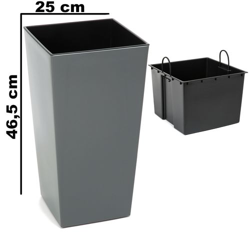 Doniczka wysoka z wkładem połysk antracyt H 465 mm na Arena.pl