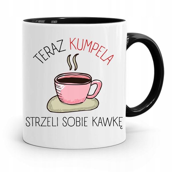 Kubek Czarny Dla Przyjaciela Strzeli Sobie Kawkę Z Nadrukiem Ze Zdjęciem zdjęcie 1