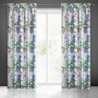 Zasłona gotowa na taśmie ALIA 140x270 różowa egzotyczne liście kwiaty