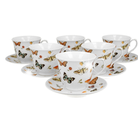 Filiżanki 6x250 ml Crocus motyle porcelana ozdobna do kawy herbata prezent