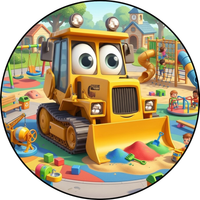 Opłatek na tort Urodziny Koparka Spych Spychacz Ładowacz Maszyna Budowlana