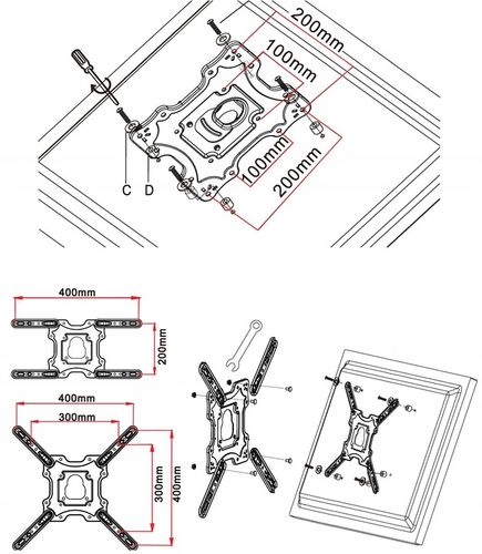 UCHWYT DO TELEWIZORA 26-55 CALI obrotowy 72cm DŁUGIE RAMIĘ wieszak TV hak na Arena.pl