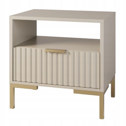 Szafka nocna z ryflowanym frontem KASZMIR/BEŻ stolik nocny złoty na Arena.pl