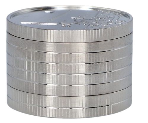 Młynek do Tytoniu Ziół Suszu CBD Grinder Crusher w Kształcie 1 euro Srebrny na Arena.pl