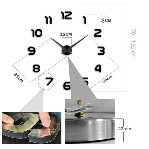 DUŻY ZEGAR ŚCIENNY 3D DIY LUSTRO na Arena.pl