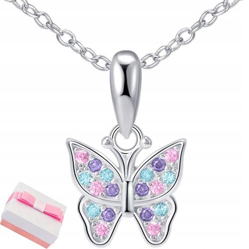 Naszyjnik srebrny 925 motylek dla dziewczynki łańcuszek z zawieszką srebro na Arena.pl